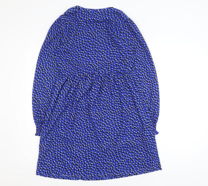 New Look Women Blue Animal Print A-Line Dress Size 8