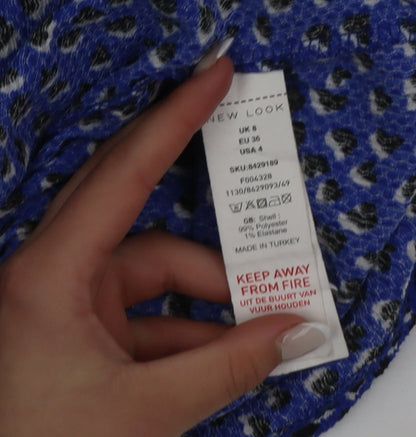New Look Women Blue Animal Print A-Line Dress Size 8