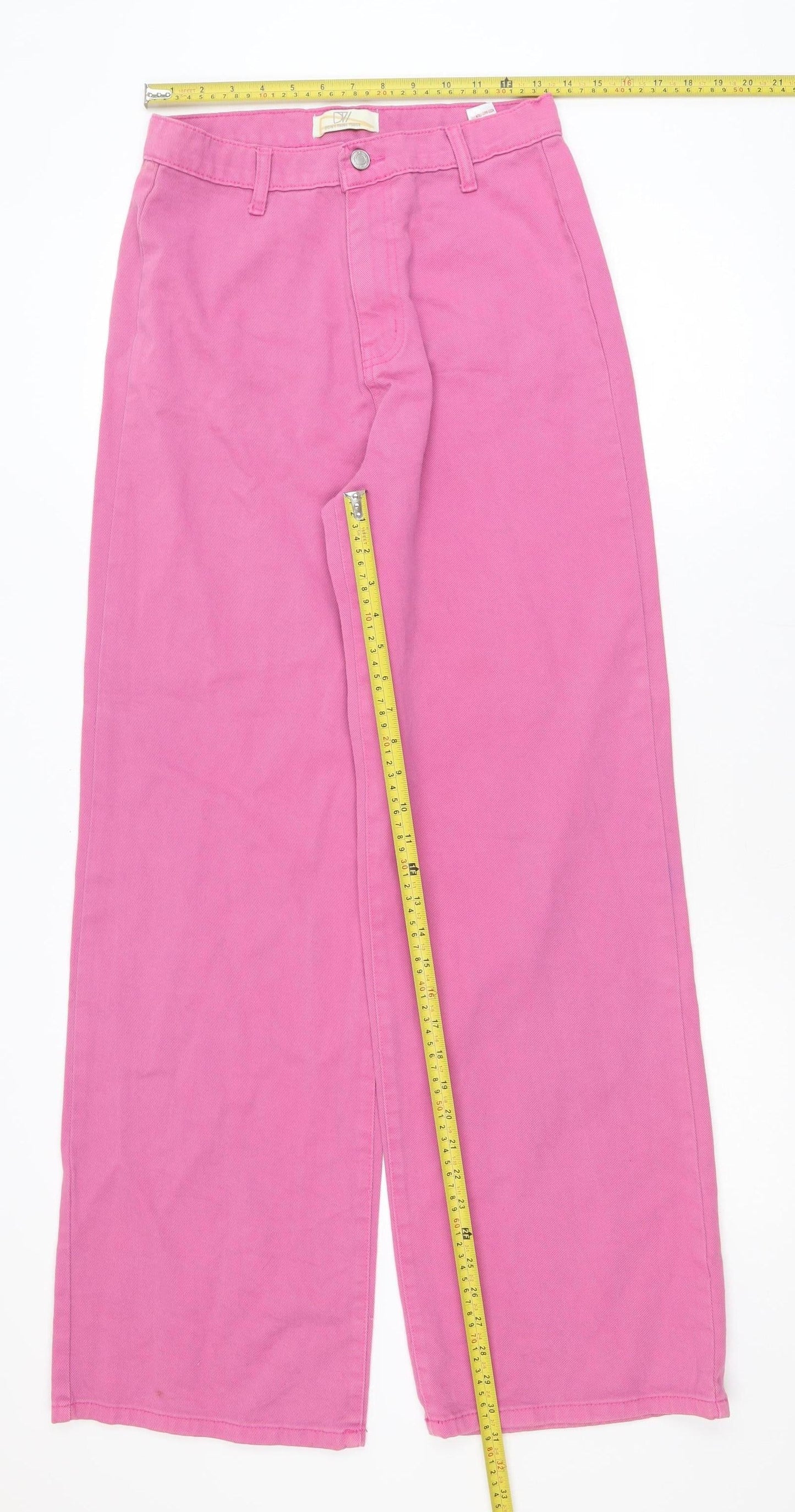 Don't Think Twice Women's Pink Wide-Leg Jeans Size 12 Stretch Cotton
