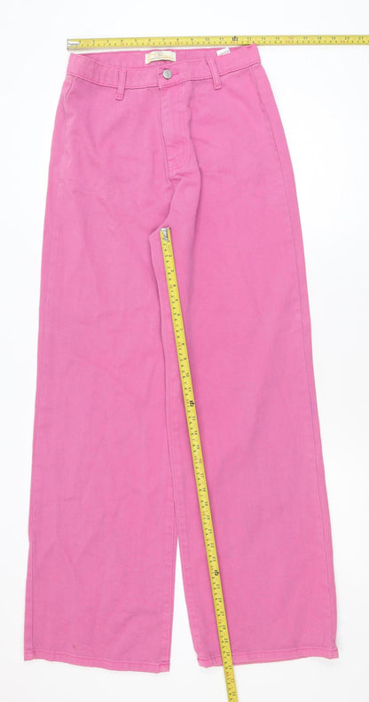Don't Think Twice Women's Pink Wide-Leg Jeans Size 12 Stretch Cotton