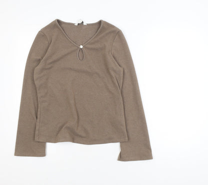 Marks and Spencer Women’s Brown Long Sleeve Stretch Jersey Top Size 12