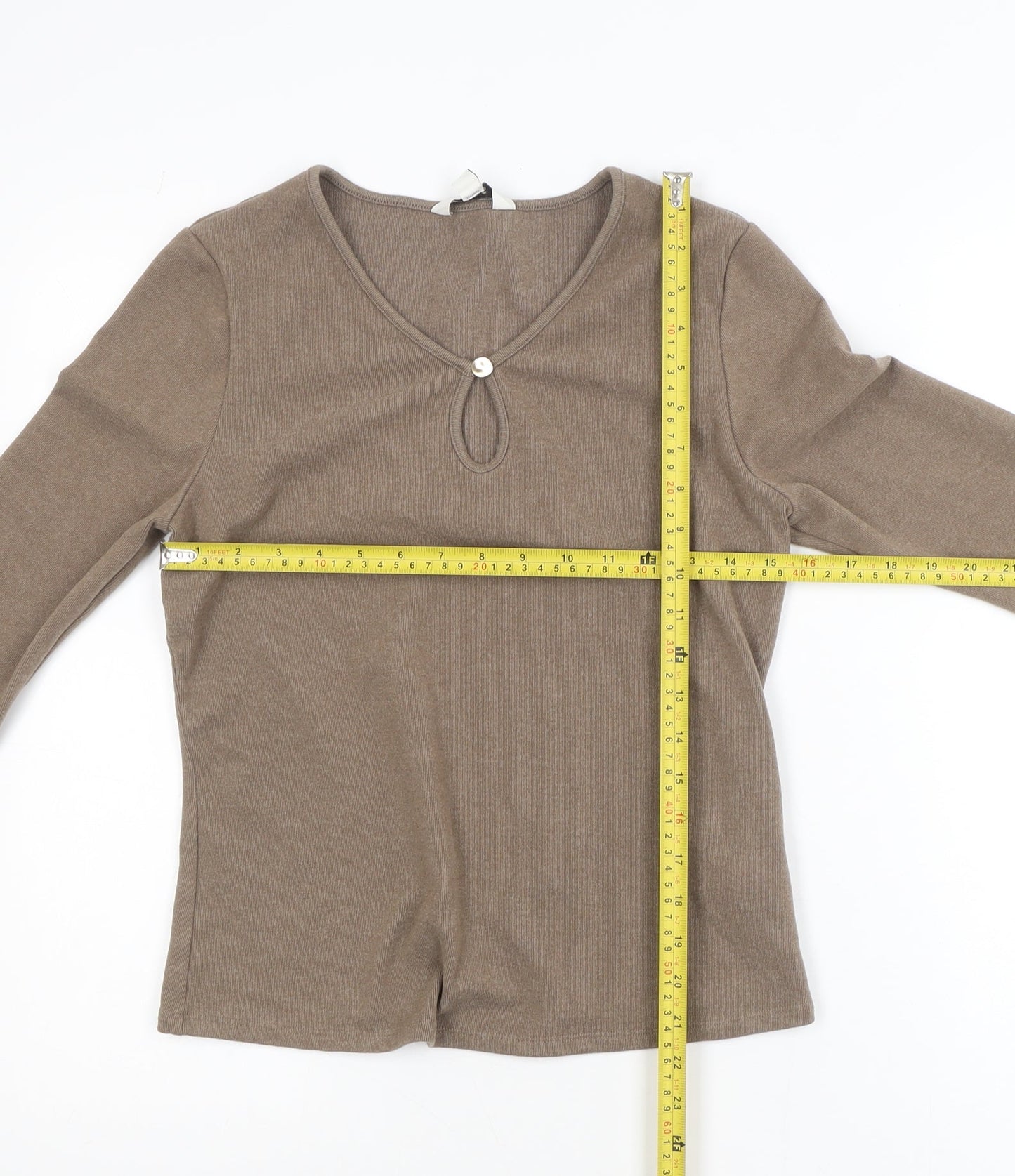 Marks and Spencer Women’s Brown Long Sleeve Stretch Jersey Top Size 12
