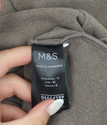Marks and Spencer Women’s Brown Long Sleeve Stretch Jersey Top Size 12