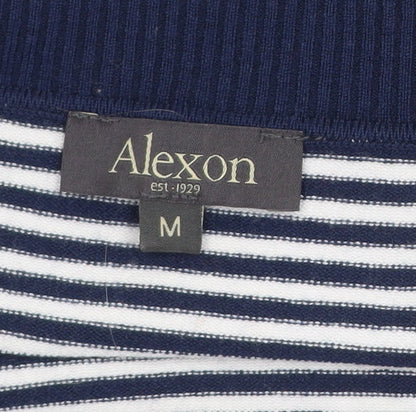 Alexon Women's Blue Striped Boat Neck Short Sleeve Knit Top Size M