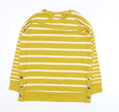 Next Women’s Yellow Striped Crew Neck Long Sleeve Relaxed Pullover Size 12