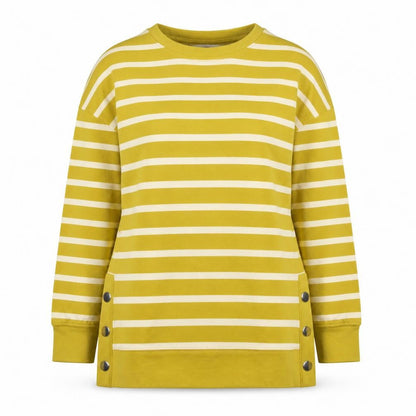Next Women’s Yellow Striped Crew Neck Long Sleeve Relaxed Pullover Size 12