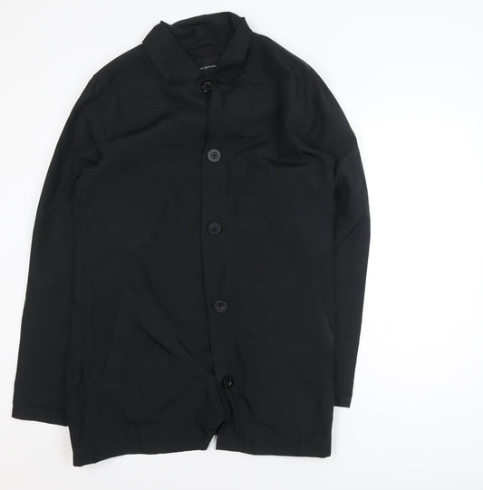 French Connection Men's Black Mid-Length Polyester Overcoat M