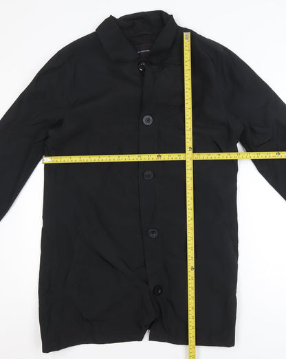 French Connection Men's Black Mid-Length Polyester Overcoat M