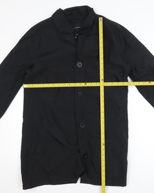 French Connection Men's Black Mid-Length Polyester Overcoat M