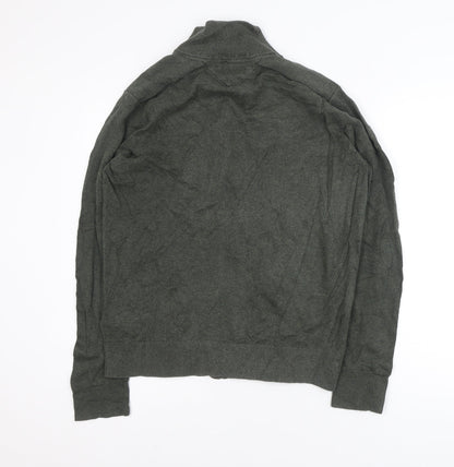 Tommy Hilfiger Men's Green Full Zip Cotton Cashmere Jumper L