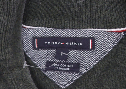 Tommy Hilfiger Men's Green Full Zip Cotton Cashmere Jumper L