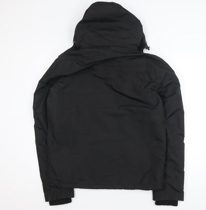 Superdry Men's Black M Puffer Jacket Hooded Waterproof Windproof