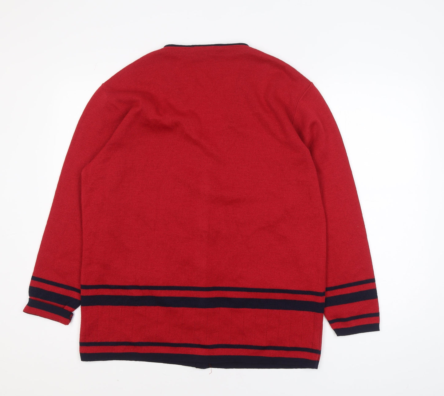 The Castle Collection Womens Red Wool V-Neck Cardigan Size M