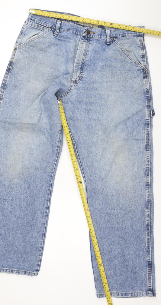 Wrangler Men's Blue Straight Denim Jeans 34x29 Relaxed Fit
