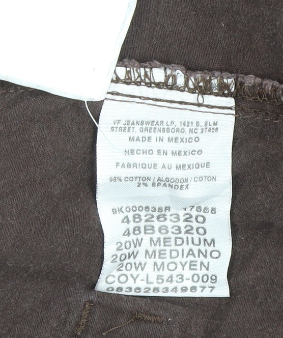 Lee Women's Brown Chino Comfort Stretch Trousers Size 20W