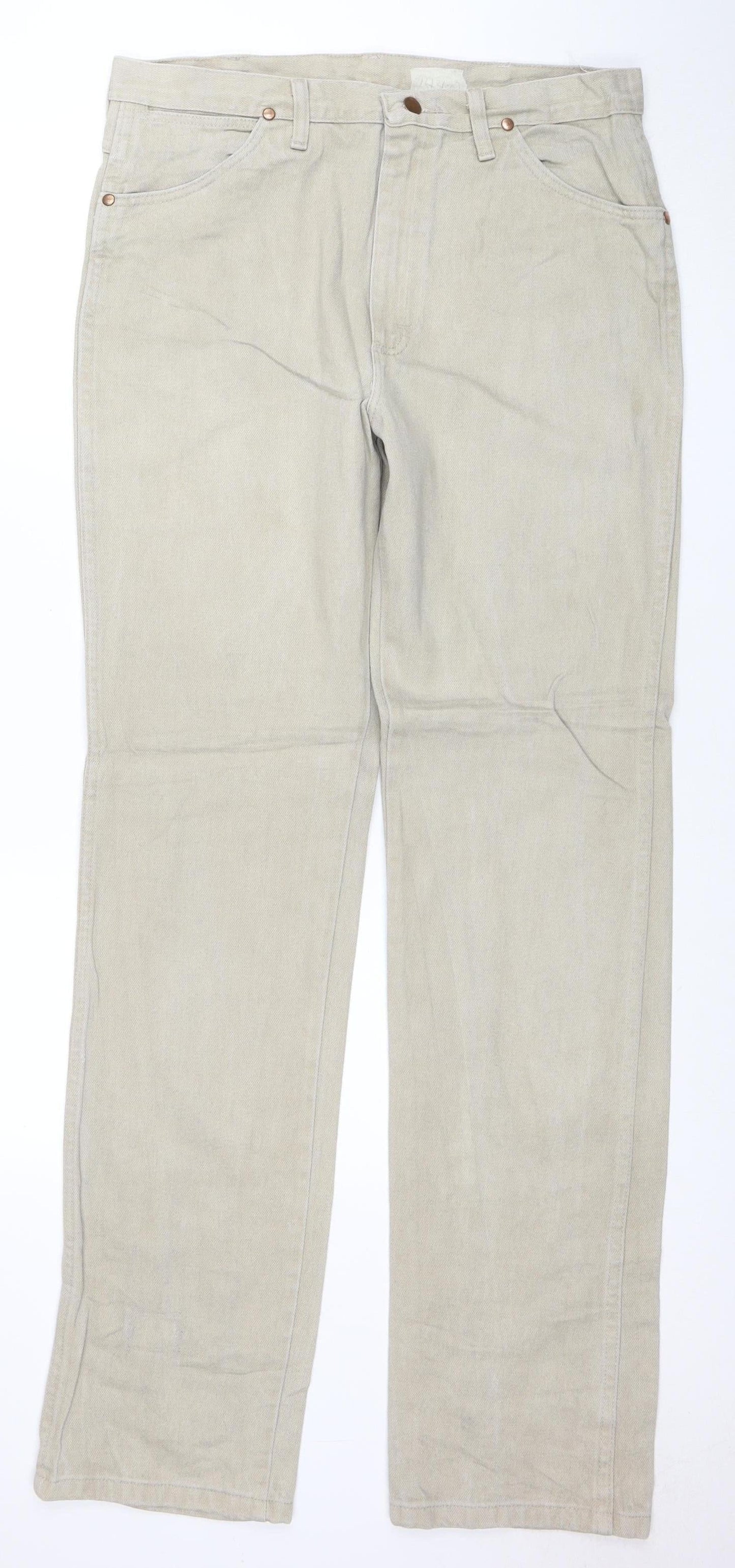 Wrangler Men's Beige Chino Trousers 34W 36L Cotton Straight Fit