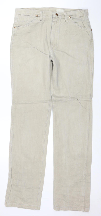 Wrangler Men's Beige Chino Trousers 34W 36L Cotton Straight Fit