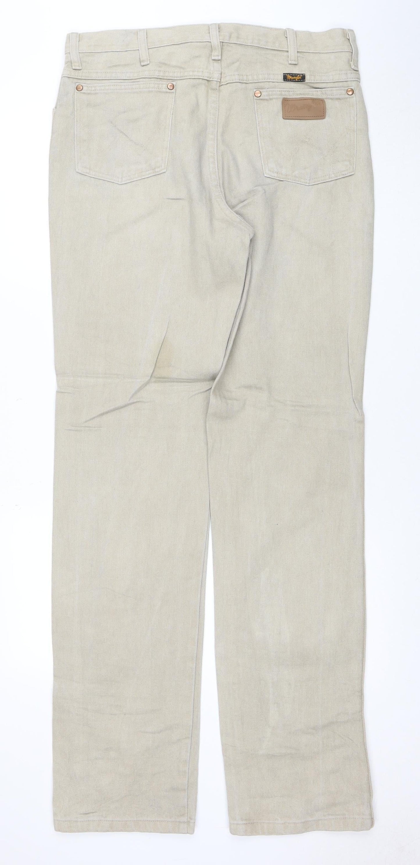 Wrangler Men's Beige Chino Trousers 34W 36L Cotton Straight Fit