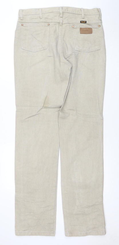 Wrangler Men's Beige Chino Trousers 34W 36L Cotton Straight Fit