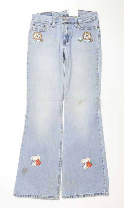 Levi's 514 Womens Light Blue Flared Jeans Size 4 Low Rise Denim