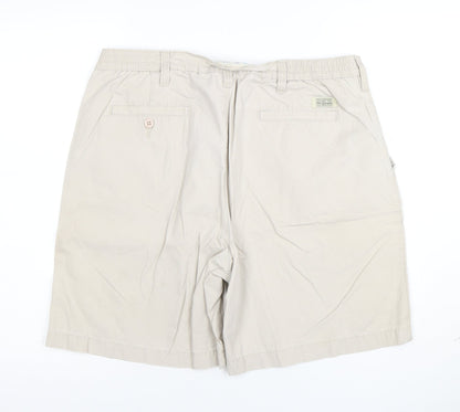 Marks and Spencer Men Beige Cotton Chino Shorts Size 36 Regular Fit