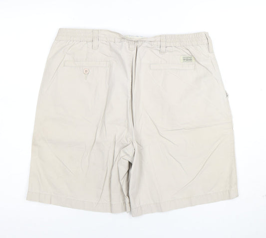 Marks and Spencer Men Beige Cotton Chino Shorts Size 36 Regular Fit