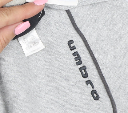 Umbro Men's Grey Full Zip Hoodie XL Sports Fleece Sweatshirt