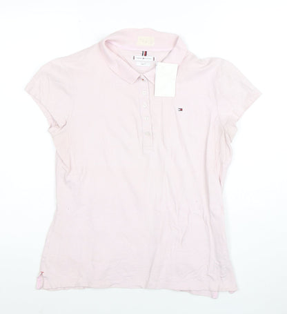 Tommy Hilfiger Women's Pink Slim Fit Cotton Polo Shirt XL