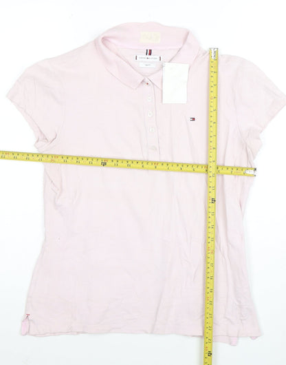 Tommy Hilfiger Women's Pink Slim Fit Cotton Polo Shirt XL
