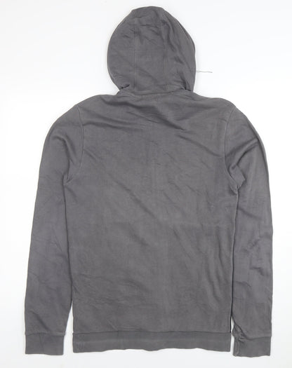 Adidas Mens Grey Full Zip Logo Hoodie Size L