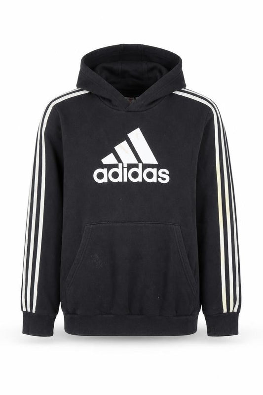 Adidas Boys Black Pullover Hoodie 13-14 Years Cotton Blend Sportswear