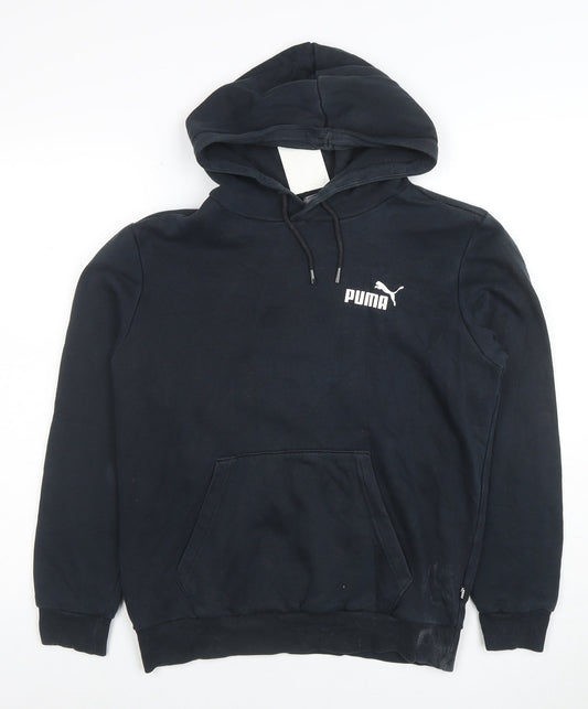 Puma Men's Black XS Pullover Hoodie Logo Fleece Sweatshirt