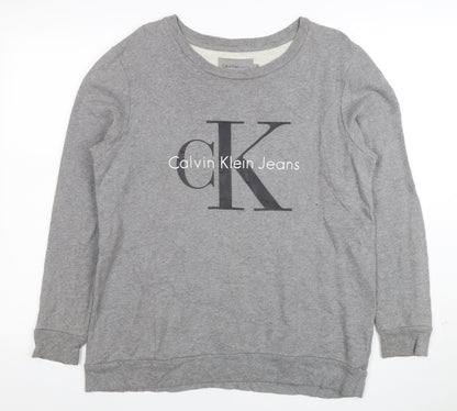 Calvin Klein Jeans Men's Grey Logo Sweatshirt Size S Pullover
