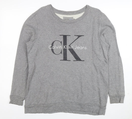 Calvin Klein Jeans Men's Grey Logo Sweatshirt Size S Pullover