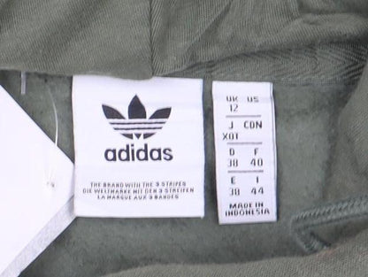 Adidas Women’s Green Pullover Hoodie Size 12 Cotton Logo Sweatshirt