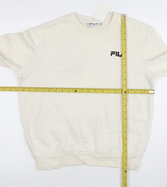 FILA Womens Beige XS Pullover Sweatshirt Crew Neck Cotton Blend