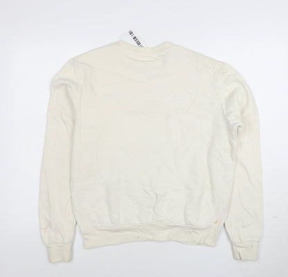 FILA Womens Beige XS Pullover Sweatshirt Crew Neck Cotton Blend