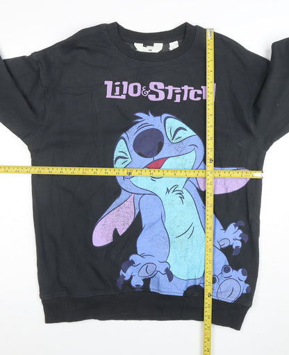 H&M Girls Black Lilo & Stitch Graphic Pullover Sweatshirt 13-14 Years