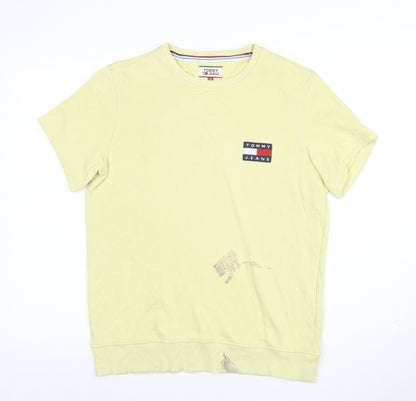 Tommy Jeans Men's Yellow Short Sleeve Crew Neck T-Shirt Size S Cotton Casual
