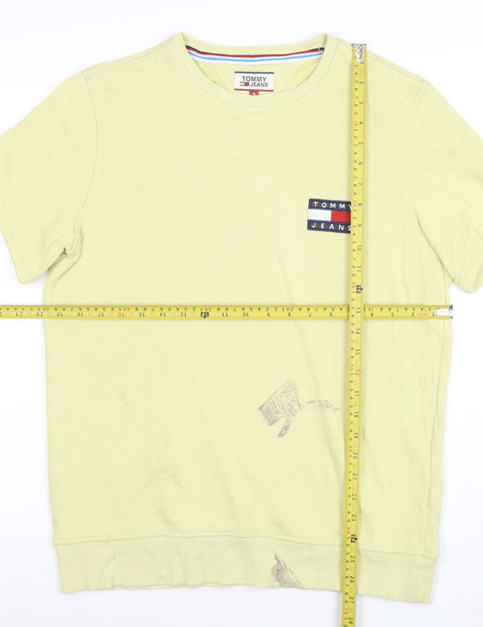 Tommy Jeans Men's Yellow Short Sleeve Crew Neck T-Shirt Size S Cotton Casual