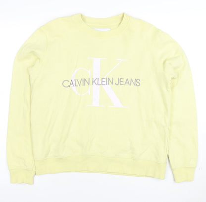 Calvin Klein Jeans Men’s Yellow Logo Sweatshirt Small Regular Fit