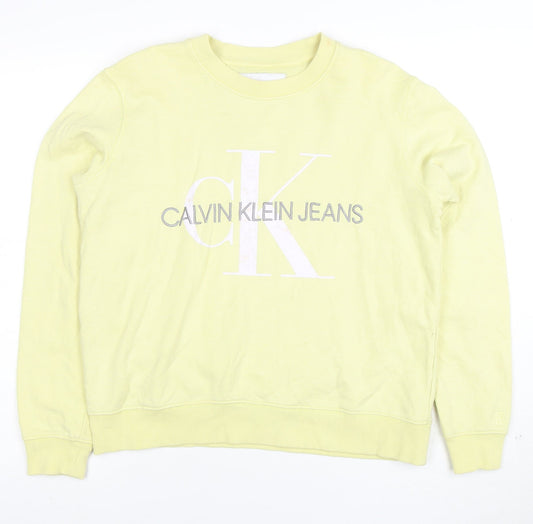 Calvin Klein Jeans Men’s Yellow Logo Sweatshirt Small Regular Fit