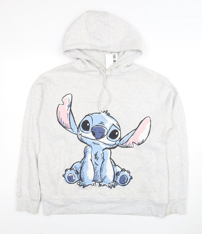 Disney Women's Grey Stitch Hoodie Size S Pullover Hooded Sweatshirt