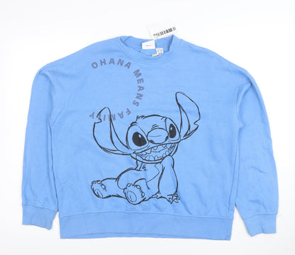 Disney Women Blue Stitch Pullover Sweatshirt Size S
