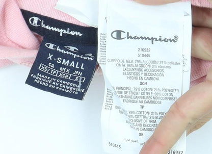 Champion Women's Pink Pullover Hoodie Size XS Logo Cotton Blend