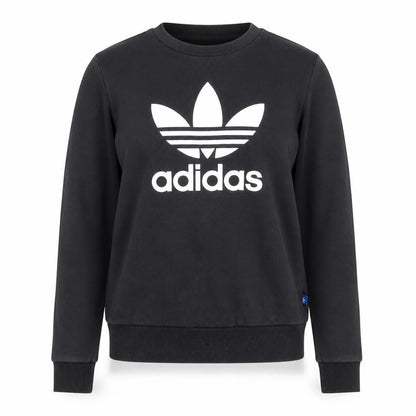 Adidas Women Black Crew Neck Logo Pullover Sweatshirt Size 8