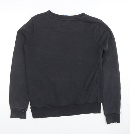Adidas Women Black Crew Neck Logo Pullover Sweatshirt Size 8