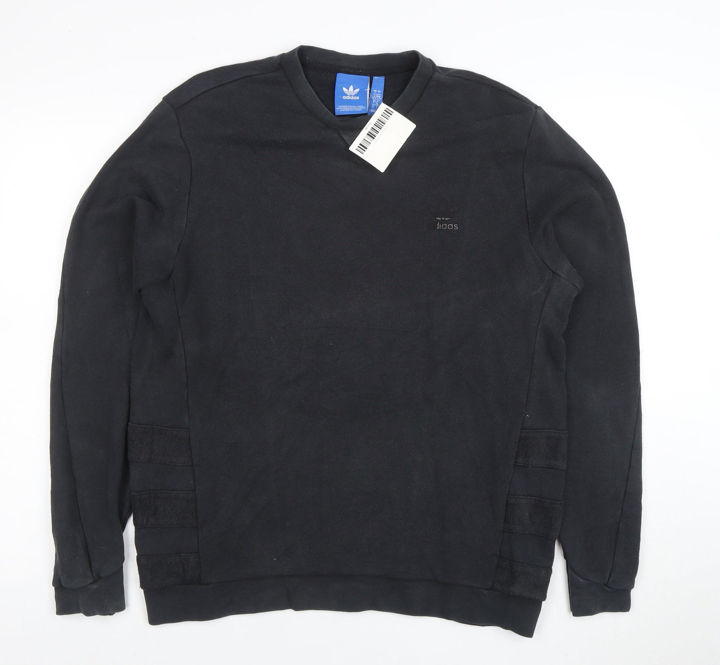 Adidas Men Black L Pullover Sweatshirt Regular Fit Crew Neck