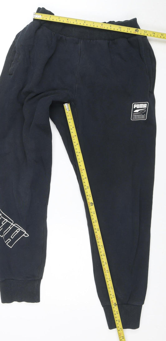 Puma Men’s Black Jogger Sweatpants Size M Fleece Tapered Fit