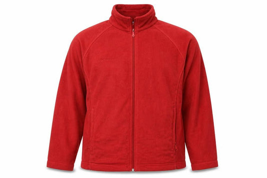 Front view of Columbia unisex red fleece full zip outdoor jacket xl
